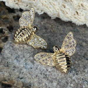 Lilly Pulitzer Gold Tone & Clear Crystal Stylistic Bee Post Earrings